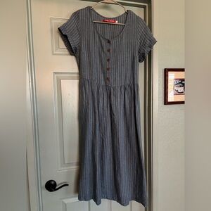 Pyne and Smith no 11 blue and white stripe linen dress